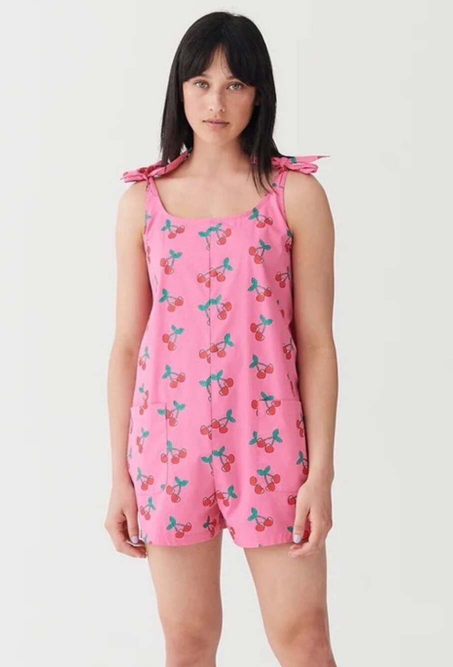 Lazy Oaf Cherry Print Romper Size 6 Pink Cotton